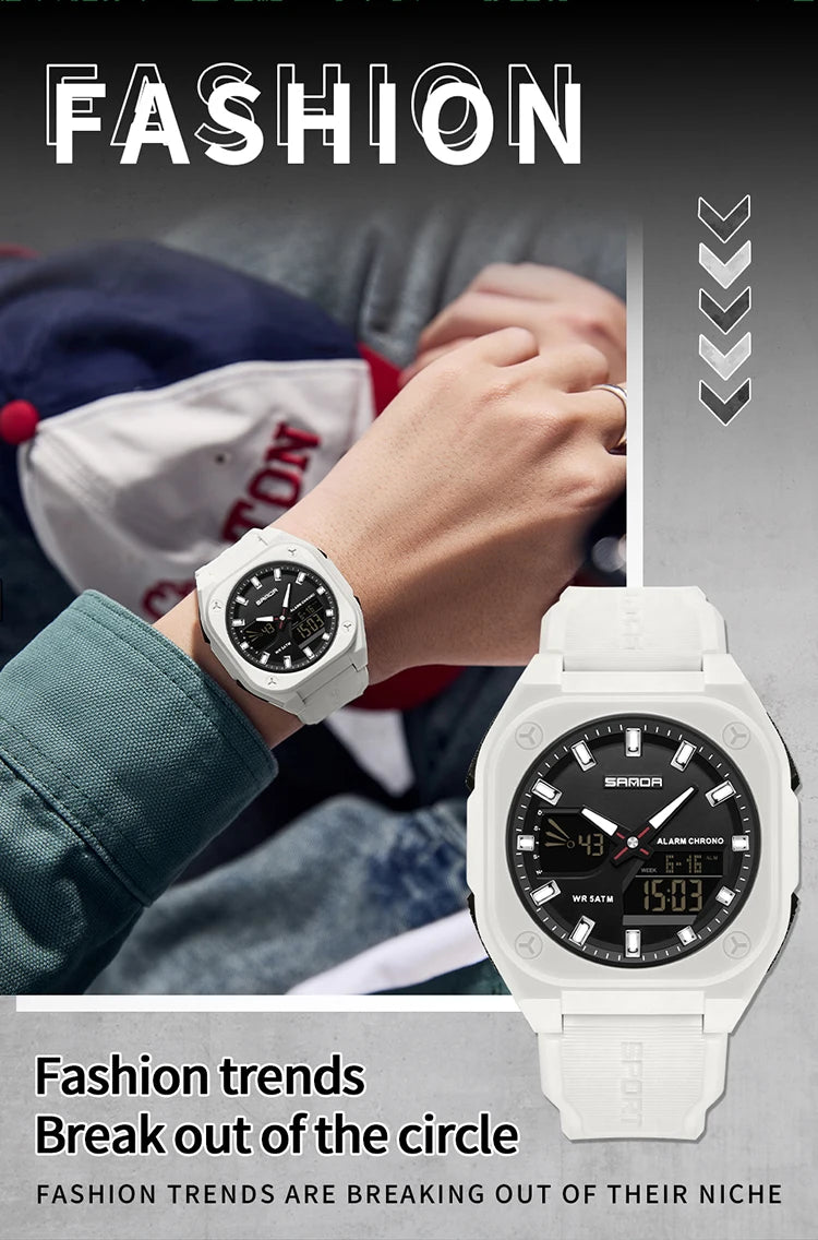 Reloj Digital Deportivo SANDA 6268 para Hombre Impermeable Multifunción