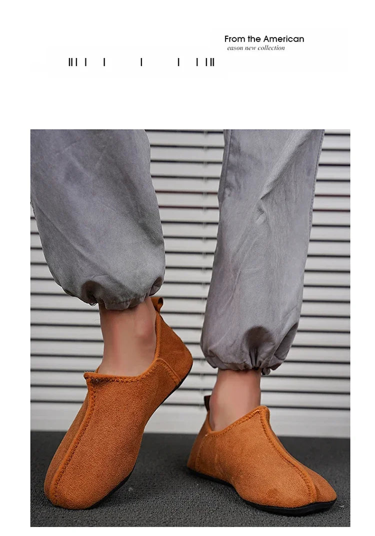 YRZL zapatos de algodón de invierno para hombre, zapatillas ligeras sin cordones cálidas, mocasines de algodón de felpa para dormitorio y hogar, zapatos cálidos de invierno Unisex