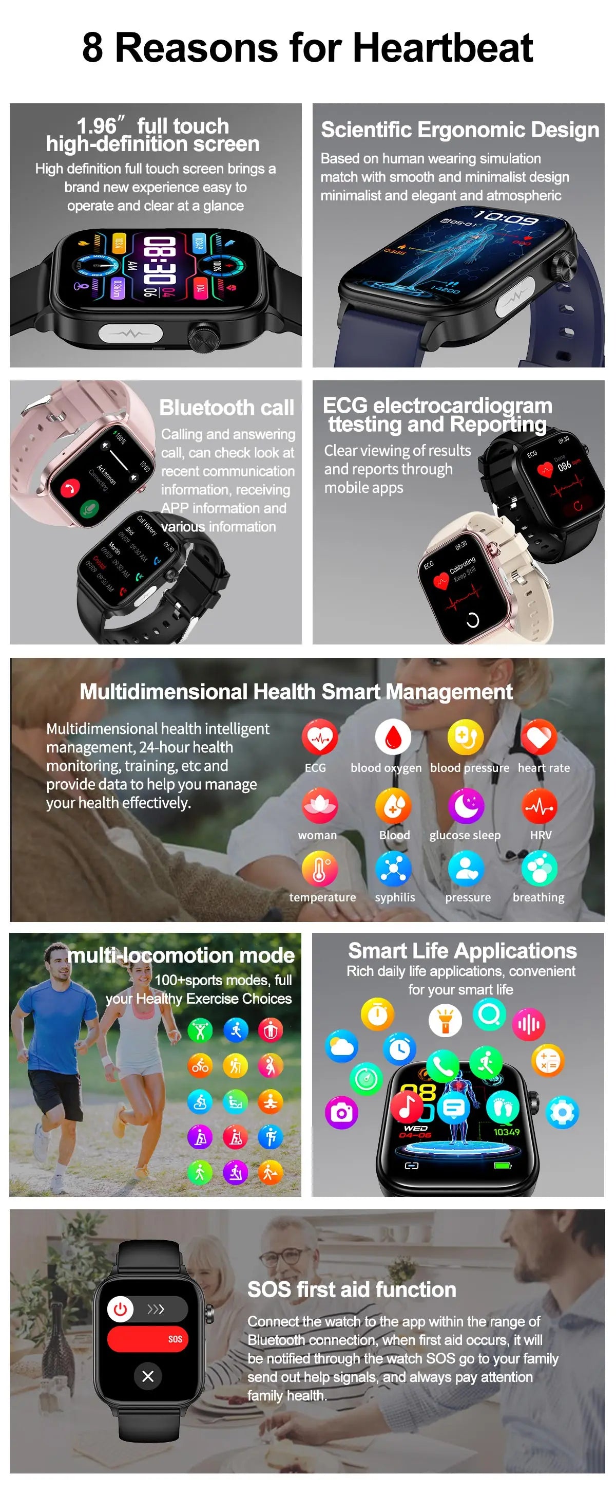Reloj Inteligente Salud Glucosa Presión Arterial