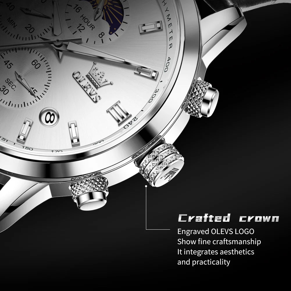 Reloj OLEVS Cronógrafo Fase Lunar de Cuarzo para Hombre