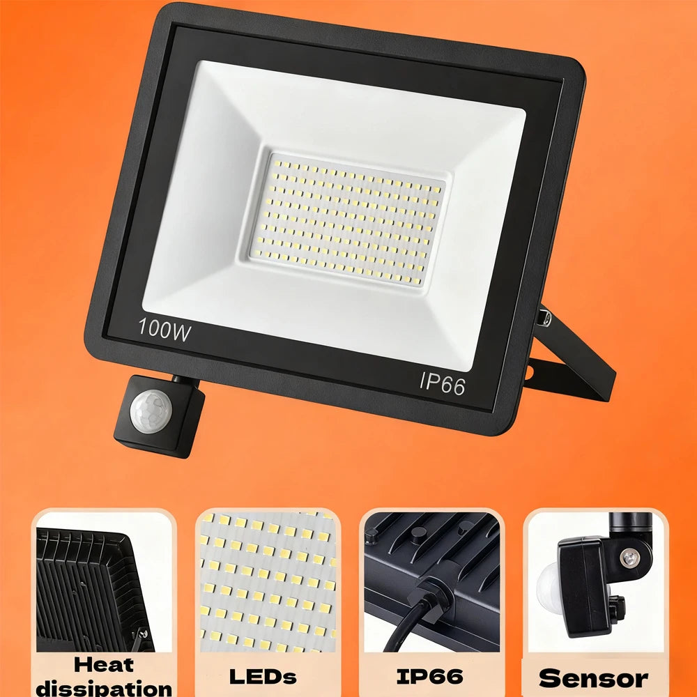 Reflector LED con Sensor de Movimiento IP66 para Exteriores 10W-50W