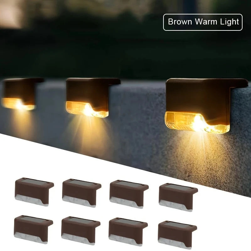 Paquete de 4/8/12 luces solares para cubierta, luces de pared solares impermeables para exteriores con encendido/apagado automático para decoración de caminos de patio, valla de escaleras