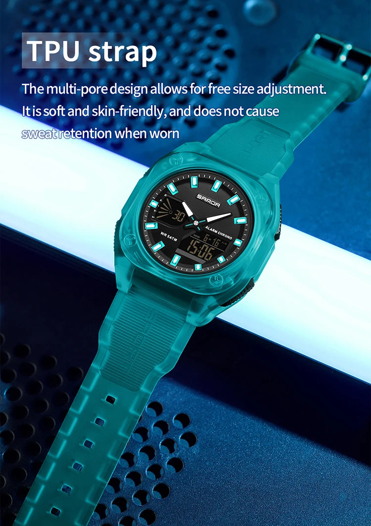 Reloj Digital Deportivo SANDA 6268 para Hombre Impermeable Multifunción