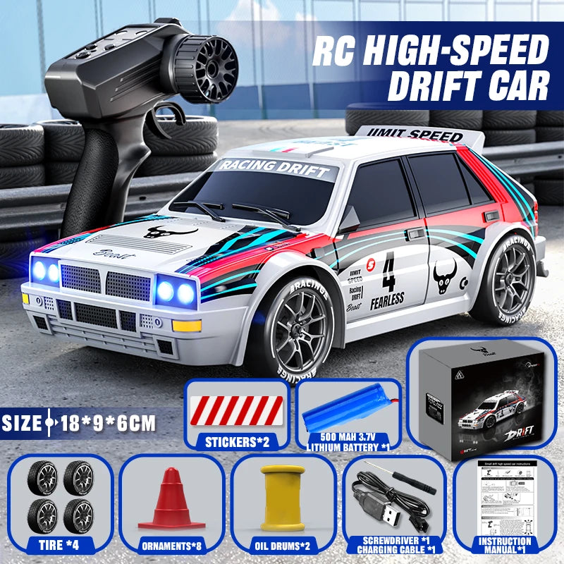 2025 nuevo coche 4WD RC escala 1:24 tracción en las cuatro ruedas Drift con dos configuraciones de velocidad 20 km/h luz LED juguetes para niños recargable SG204