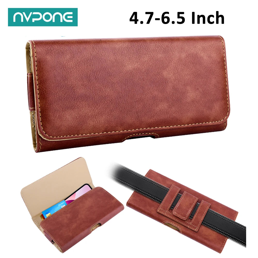 Funda Universal de Cuero para Teléfono con Clip para Cinturón