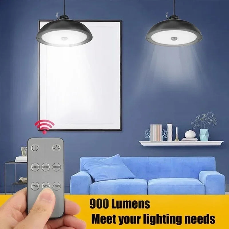 Lámpara colgante Solar, lámpara de araña impermeable para exteriores, cobertizo colgante, decoraciones LED con Control remoto para cobertizo interior, Granero Roo