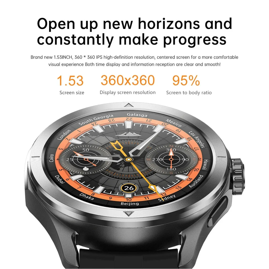 Nuevo para Xiaomi S4 Ultra deportes al aire libre reloj inteligente hombres 1,53 pulgadas AMOLED NFC GPS brújula ritmo cardíaco impermeable BT llamada Smartwatch
