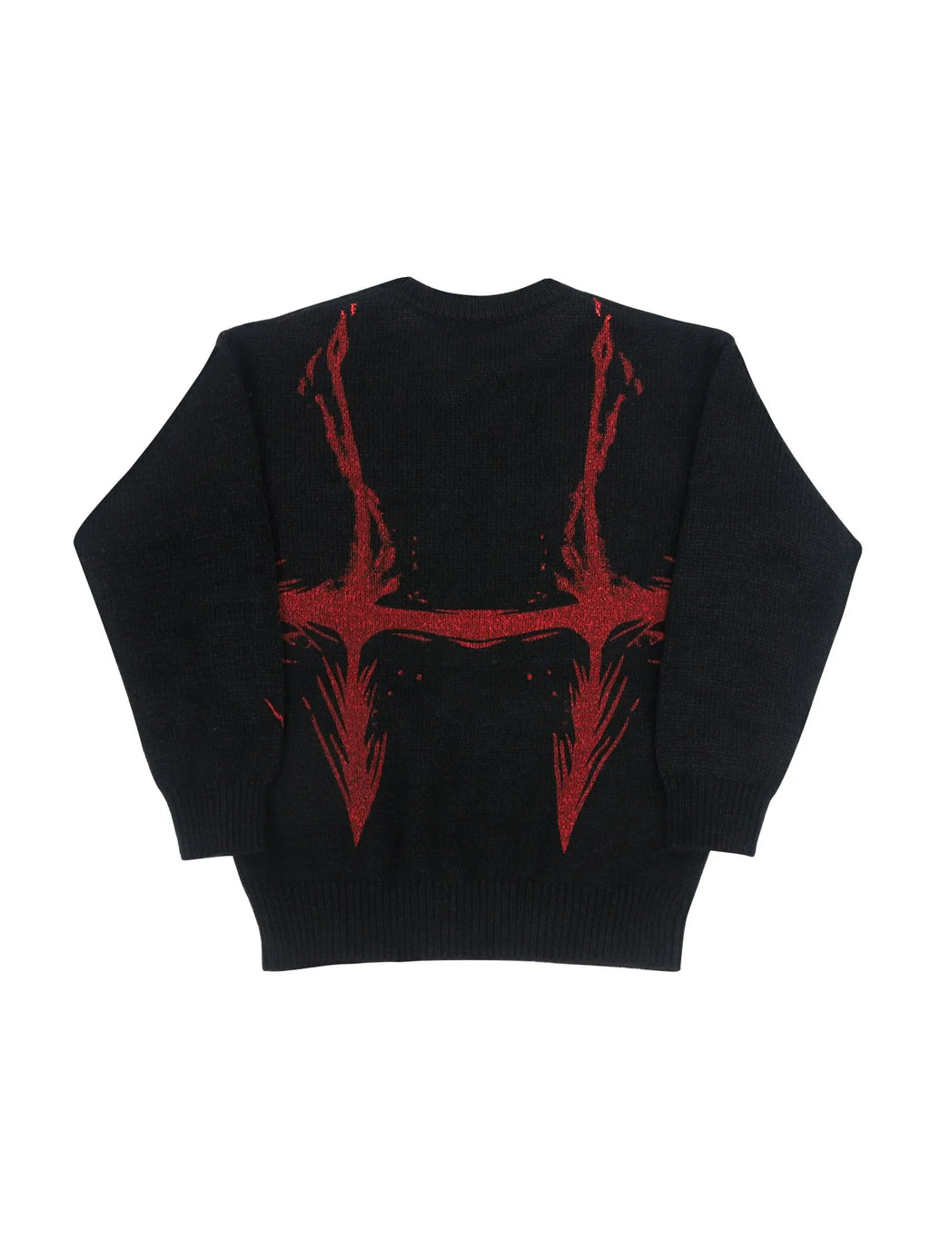 Suéter de punto con gráfico rojo y negro para hombre, cuello redondo, informal, de gran tamaño, manga larga, ropa de calle