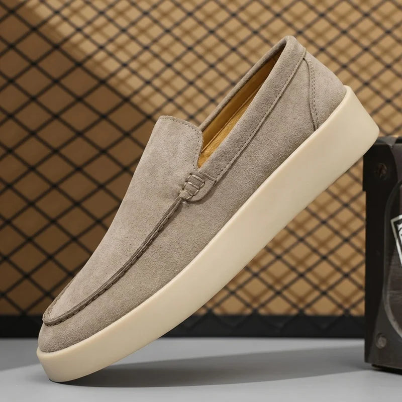 Mocasines de cuero suave para hombre sin cordones y suela gruesa