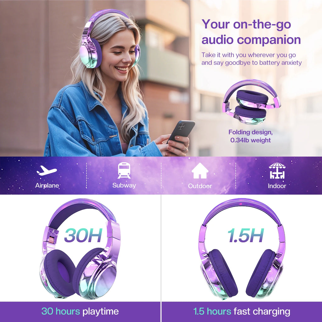 Auriculares Bluetooth Infantiles Plegables para Viajes