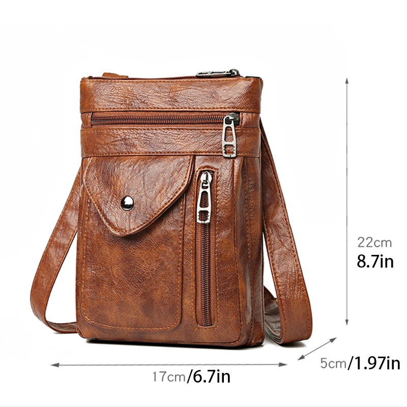 Bolso de hombro de cuero suave para mujer, bolso para teléfono móvil, bolso en capas, cartero, diseñador de lujo de un solo hombro, bolso de mujer, billetera