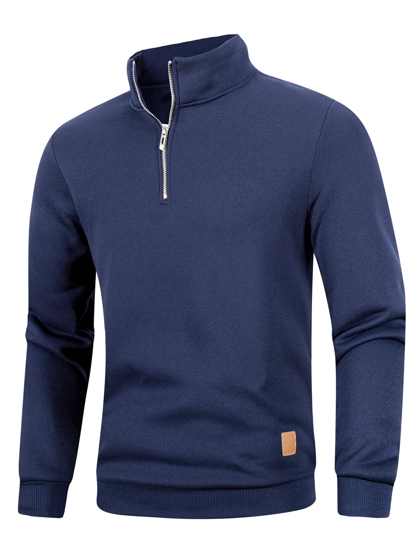 Otoño hombres cremallera pulóver cuello alto suéteres cálidos Color sólido manga larga moda masculina Casual sudadera diaria Top