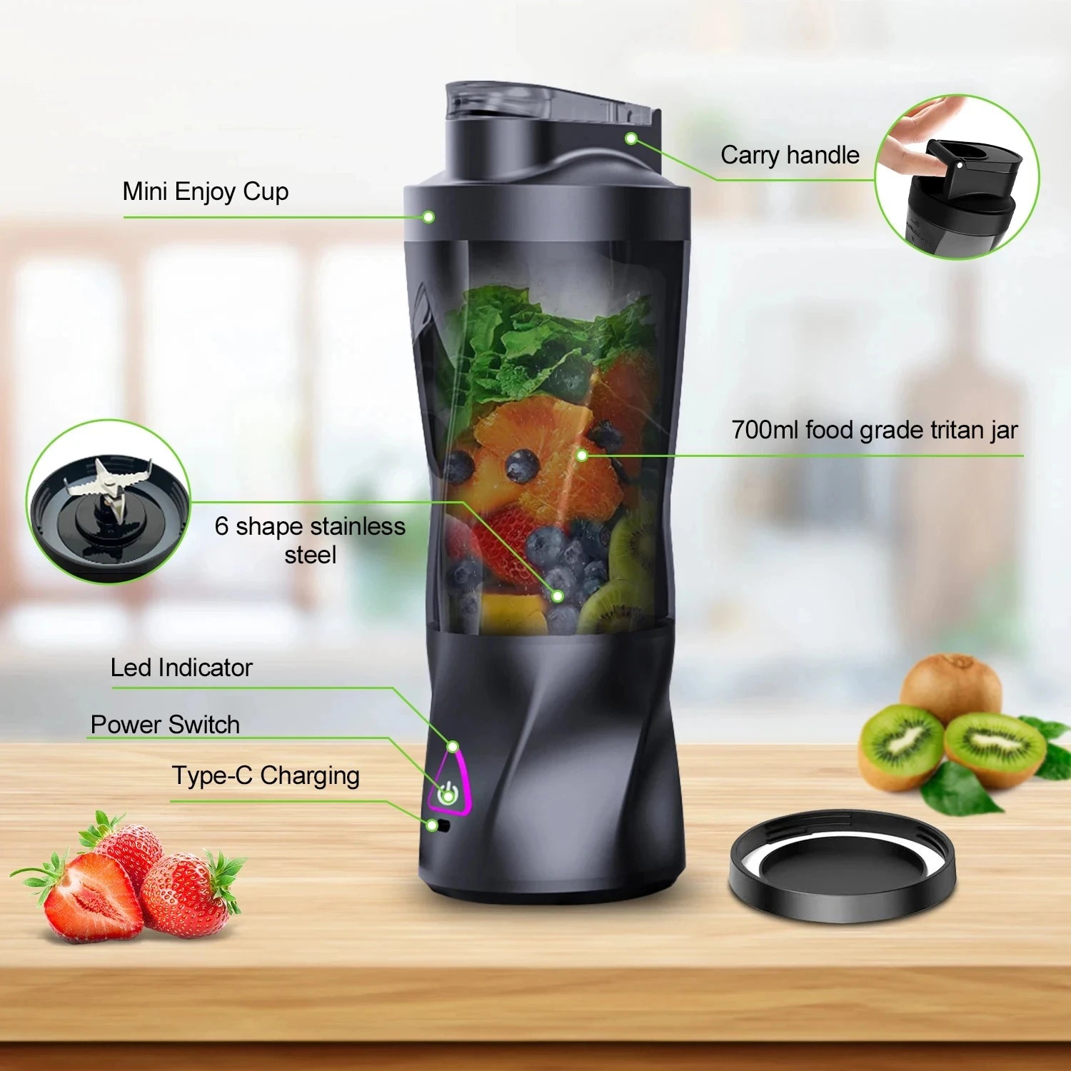 Licuadora Portátil Eléctrica Mezcladora de Frutas Frescas