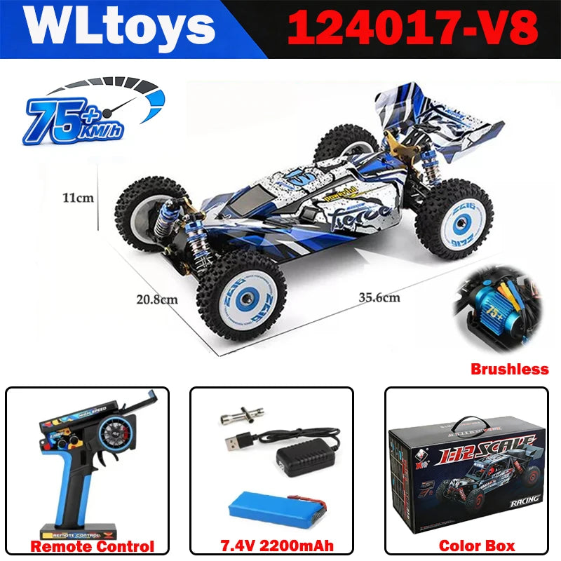 WLtoys 1/12 Autos RC 124017 124007 124016 124020 2.4G de Alta Velocidad   Coche de Carreras a Control Remoto sin Escobillas 4WD 75km/h, Juguete para Niños, Regalo