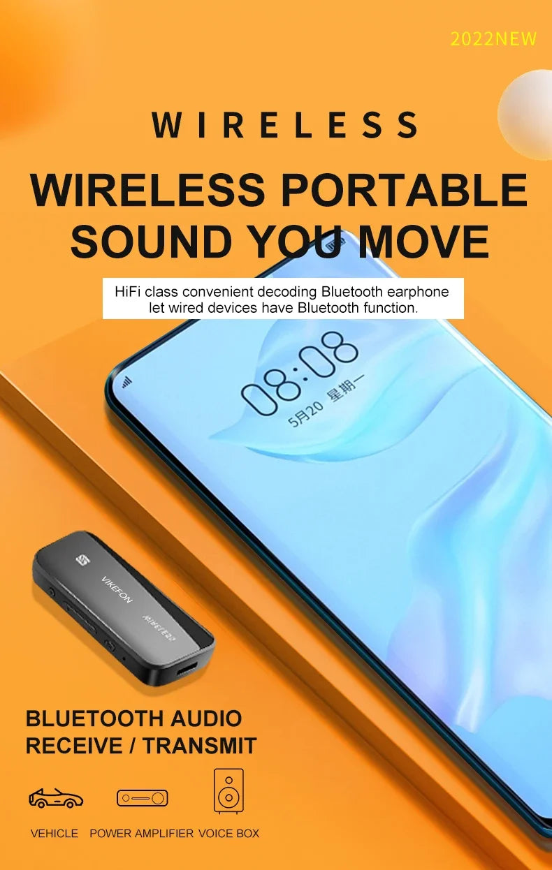 Receptor de Audio Bluetooth 5,0, adaptador auxiliar, Dongle inalámbrico, tarjeta NFC TF, conector de 3,5mm, manos libres para TV, PC, altavoz, Kit para coche