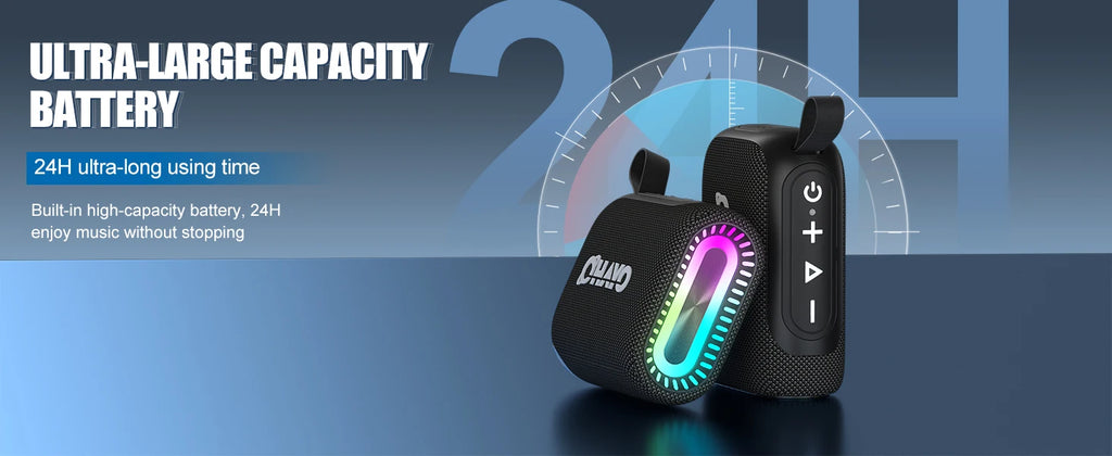 OHAYO Altavoz de ducha Bluetooth, resistente al agua IPX7, potente mini altavoz portátil con clip, inalámbrico, tiempo de reproducción 24 horas, luces RGB