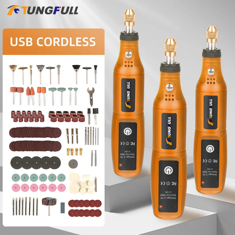 Mini Taladro Inalámbrico recargable, máquina de pulido, bricolaje, Mini herramienta rotativa, herramienta de grabado USB, herramienta Dremel, Mini máquina de grabado