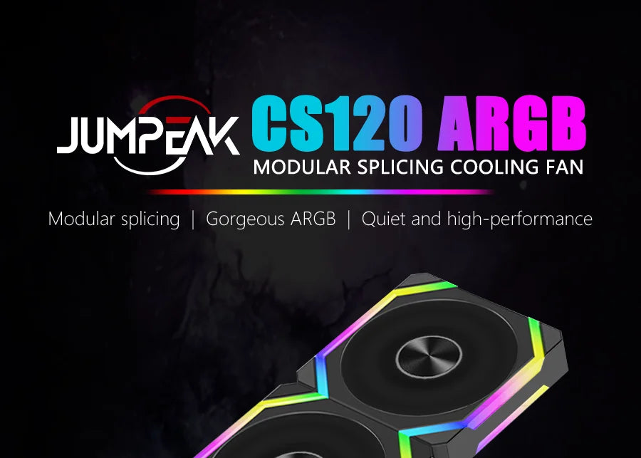 JUMPEAK CS120 ARGB ventilador de refrigeración 360mm 240mm Modular apilable empalme PWM silencioso 120mm RGB ventiladores para juegos PC caja enfriador de agua