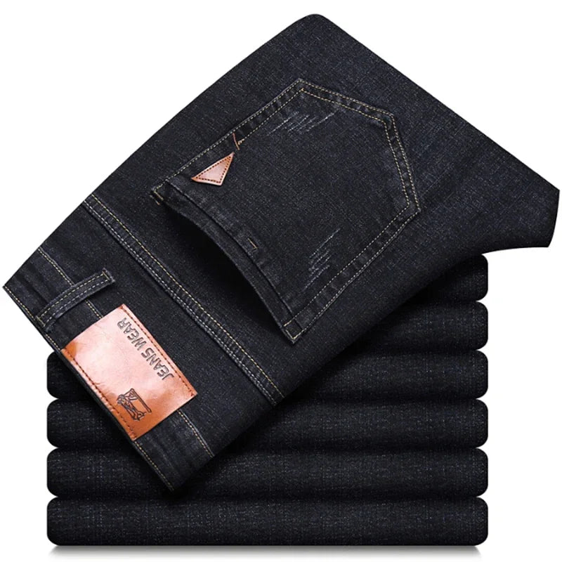 Pantalones Vaqueros Rectos para Hombre, Ajustados Elásticos, Negocios