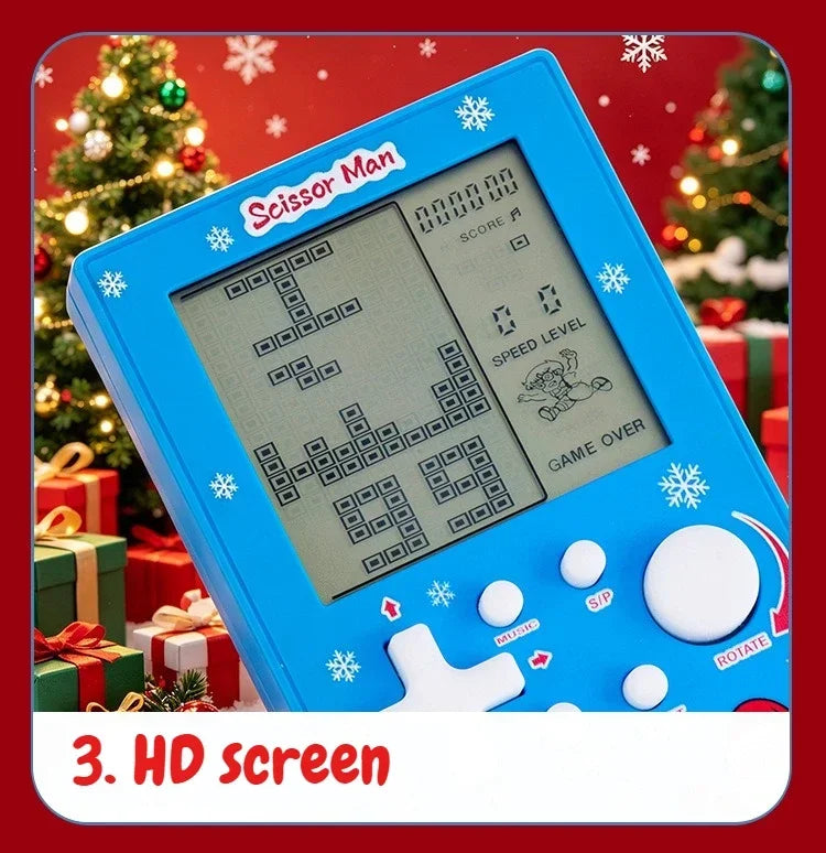 Consola de Juegos Retro con Diseño de Ladrillos Navideños, Tetris con Temática Festiva, Consola Electrónica Portátil, Regalo Festivo