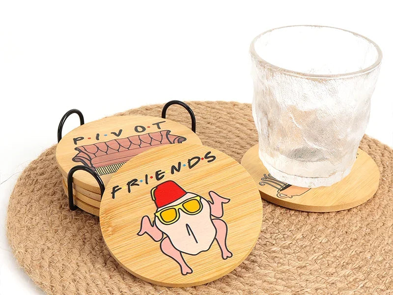 Set de 6 Posavasos de Madera con Soporte