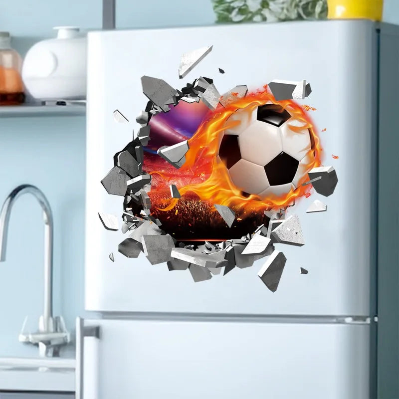Pegatinas de Pared de Fútbol 3D, Adhesivos Removibles para Habitación de Niños, Decoración de Pared para Dormitorio, Decoración Deportiva Infantil