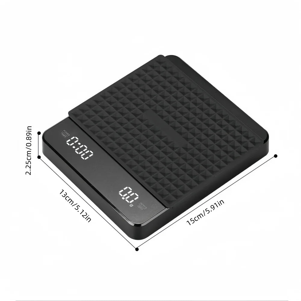 Báscula Electrónica de Café de Alta Precisión con Base Impermeable, Pantalla LED, Temporizador USB, Accesorios Profesionales para Café en Casa, 3 kg/5 kg