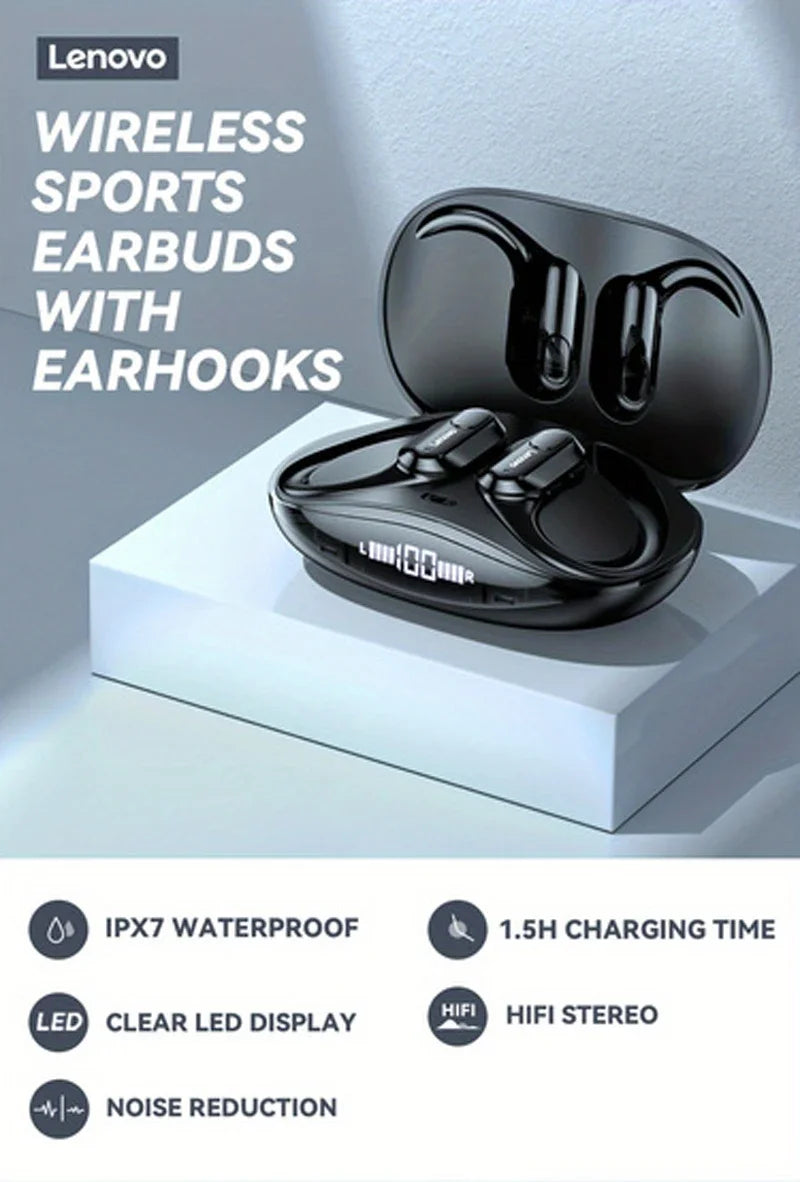 Auriculares Bluetooth 5.3 Lenovo XT80 con Gancho y Micrófono