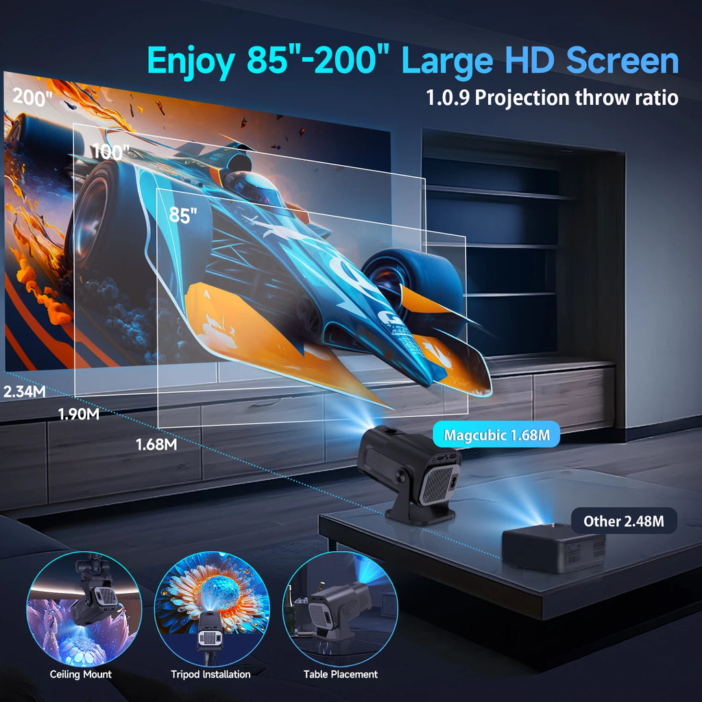 Magcubic HY320 Mini proyector nuevo nativo 720P Android 11 4K 300ANSI Wifi6 BT5.0 cine portátil al aire libre 180 °   Proyector giratorio