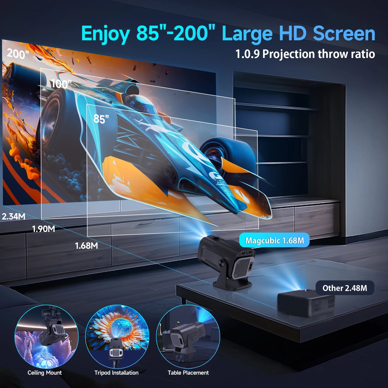 Magcubic HY320 Mini proyector nuevo nativo 720P Android 11 4K 300ANSI Wifi6 BT5.0 cine portátil al aire libre 180 °   Proyector giratorio