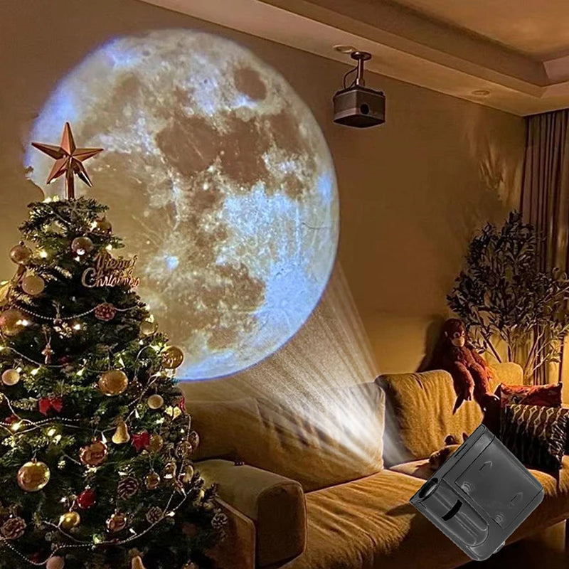 Lámpara de proyección aurora, luna y galaxia con 16 tarjetas de paisaje