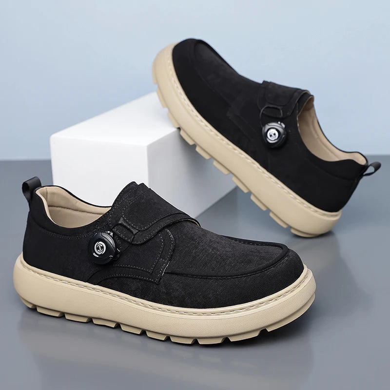 Mocasines para hombre con hebilla giratoria manos libres, transpirables y suela antideslizante