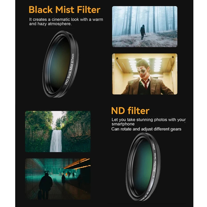 Kit Filtros de Fotografía 67mm con Clip para Smartphone