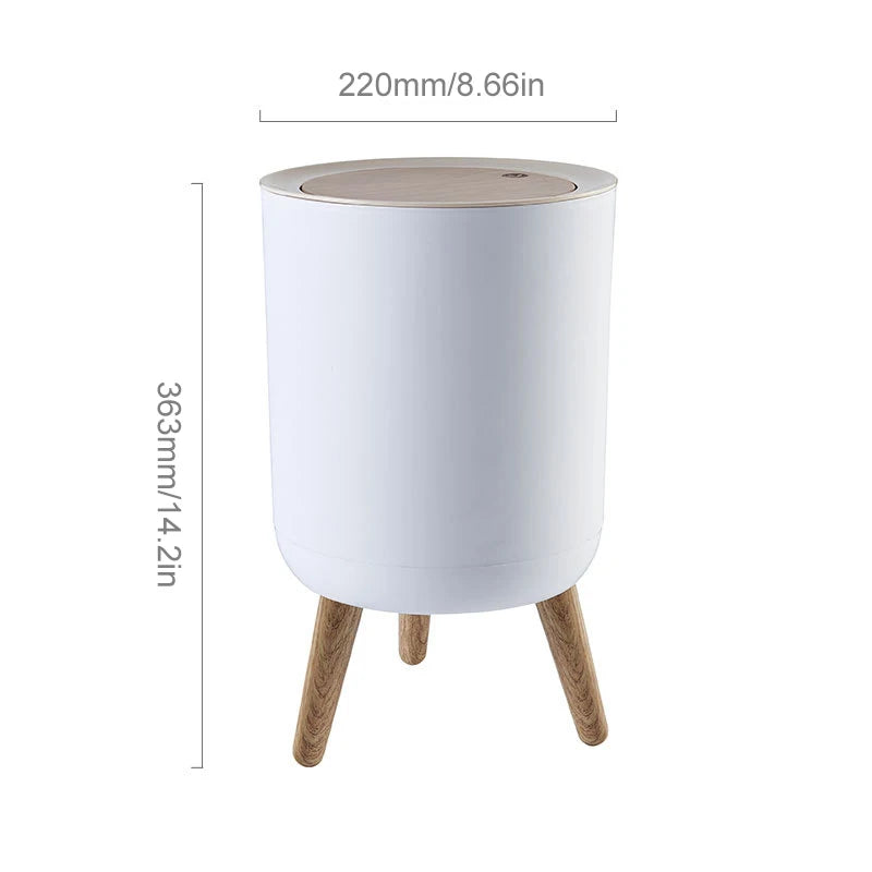Cubo de basura de 7 a 8 litros tipo prensa con base alta para baño y cocina