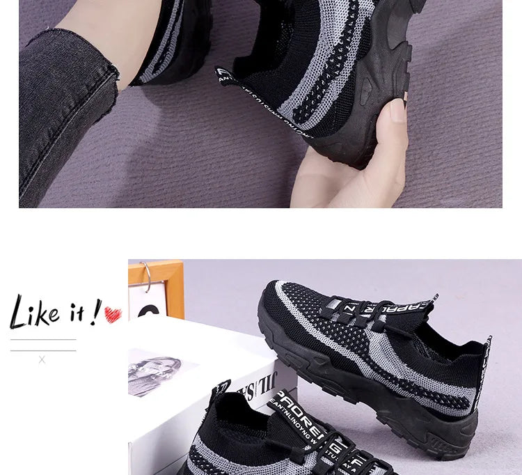 Zapatillas gruesas 2025, zapatos informales para mujer, zapatos deportivos transpirables de malla de aire para primavera y otoño, zapatos para correr de suela blanda para mujer
