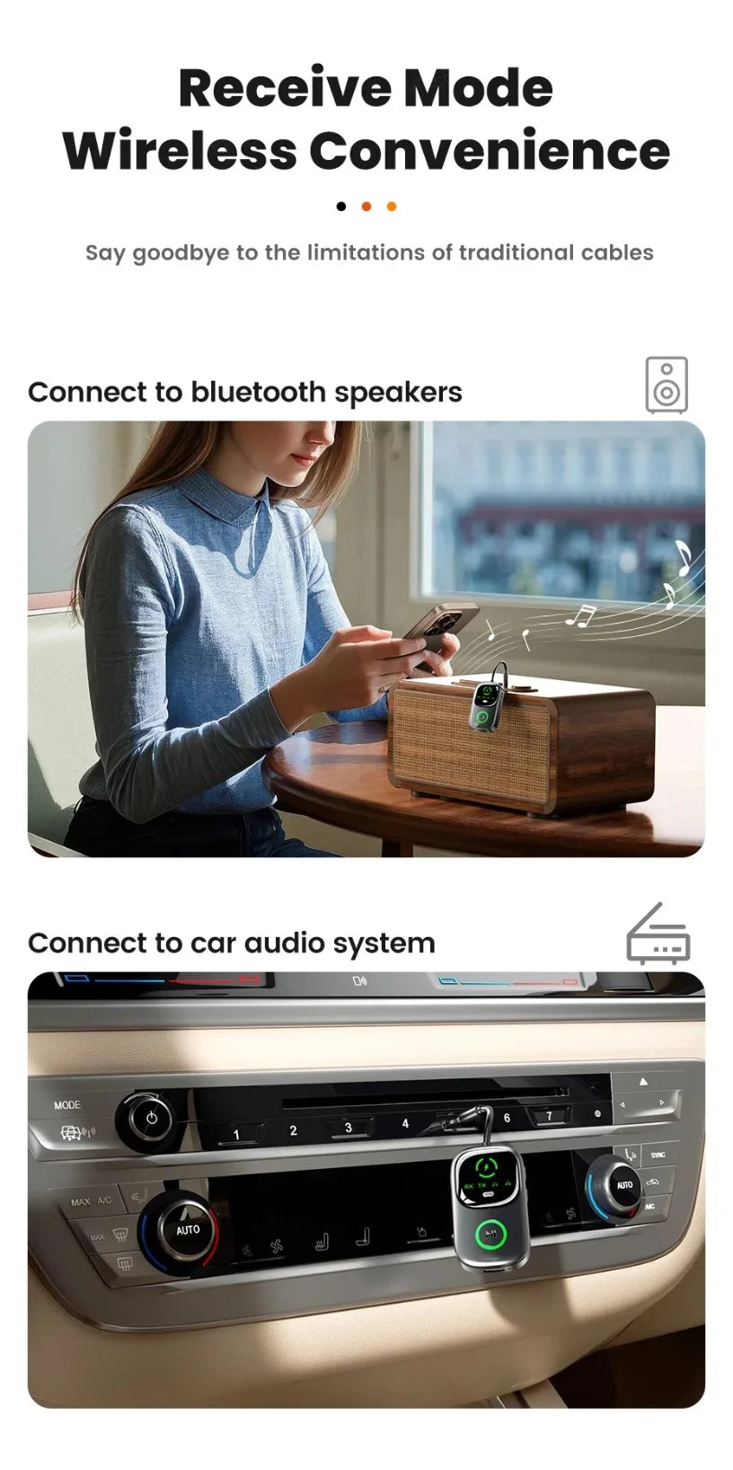 Nuevo receptor/transmisor de audio Bluetooth 5,4, adaptador Bluetooth para televisores, auriculares, coches y otros dispositivos con un conector de 3,5 MM