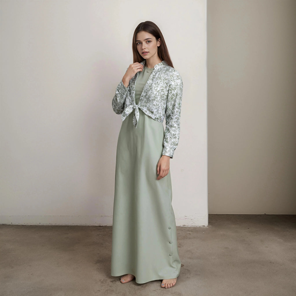 Otoño Invierno Casual mujer Camisa de lino de algodón estampado de moda vestido largo conjunto con blusa de bolsillo elegante señora calle conjunto de 2 piezas