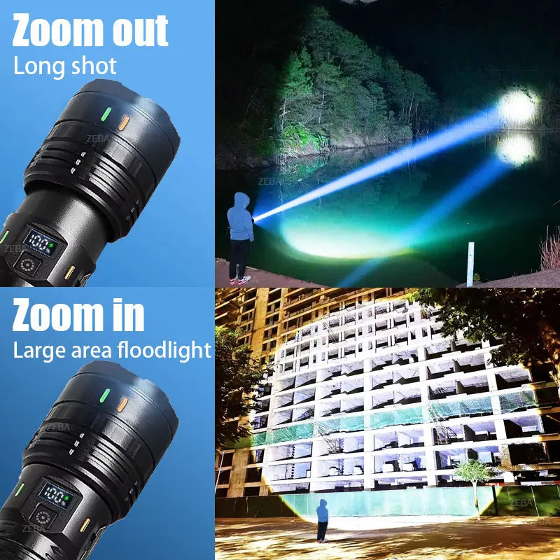 Linterna Táctica LED Recargable de Alto Alcance para Camping