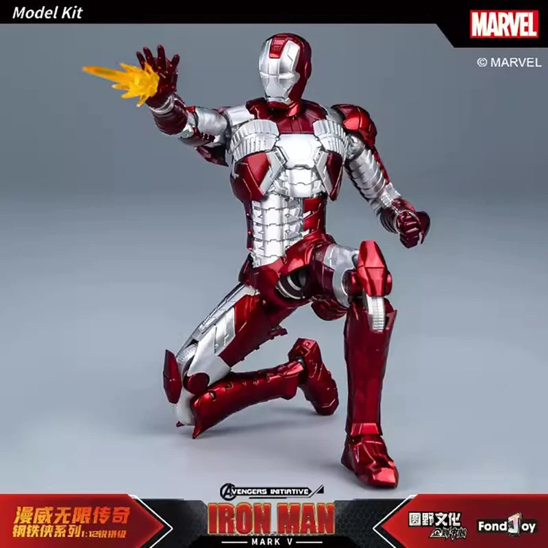 Figura de Anime de Iron Man MK5 de Marvel, Kit de Modelo a Escala 1/12, Serie Infinity Saga, Ironman Mark 5, Ensamblaje ABS, Articulaciones Móviles, Regalos y Juguetes
