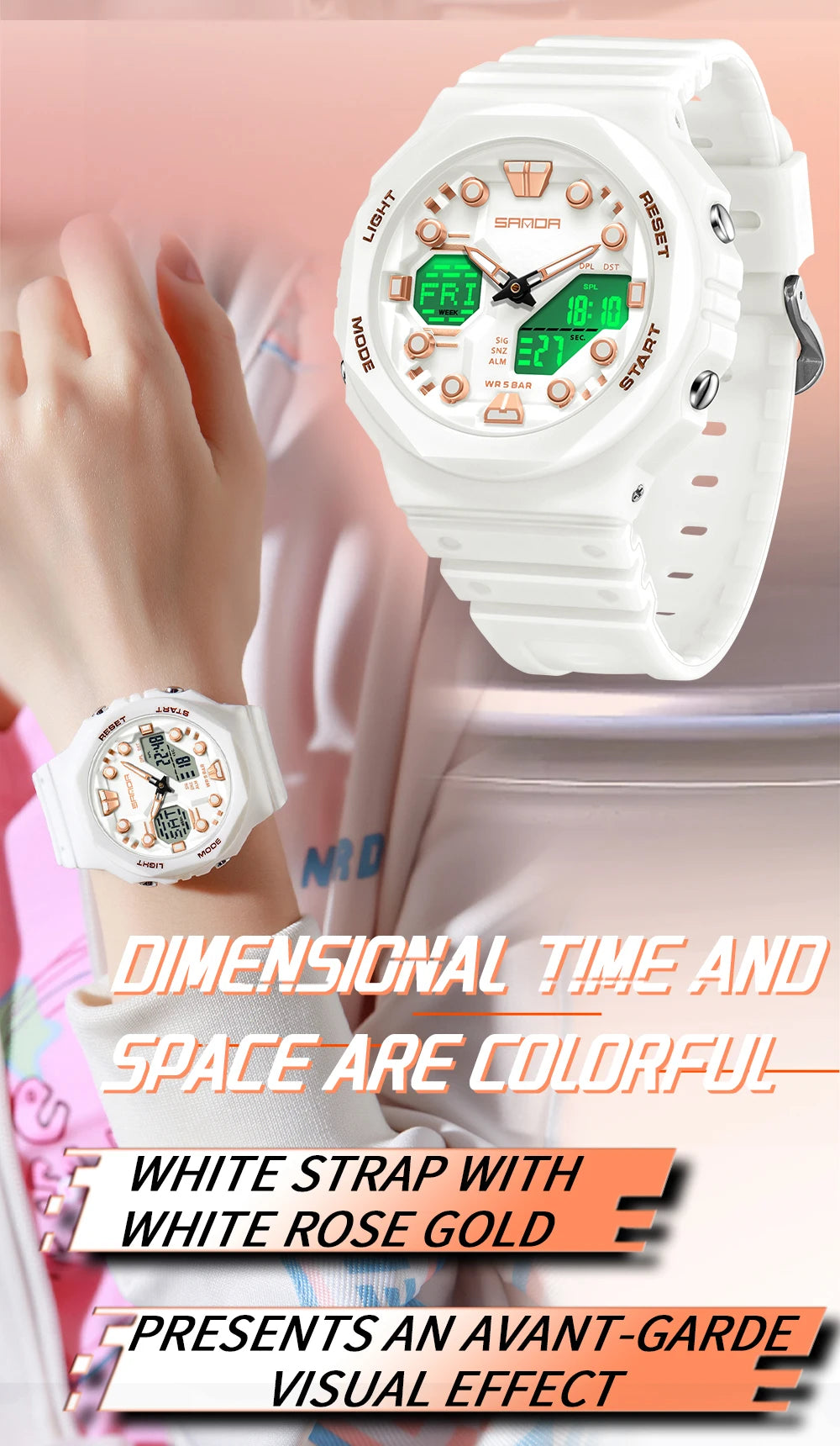 Reloj Digital SANDA 6200 para Hombre, Deportivo LED Impermeable 50M