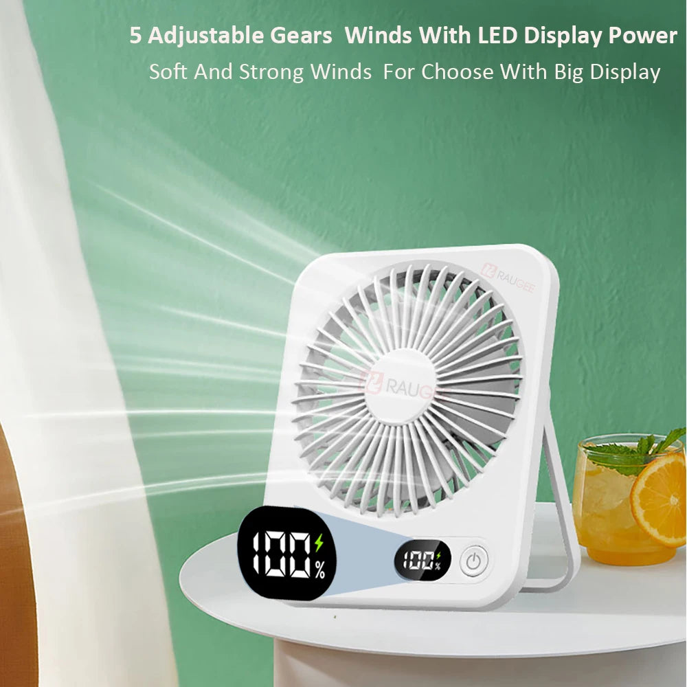 Mini Ventilador de Escritorio USB Recargable Silencioso