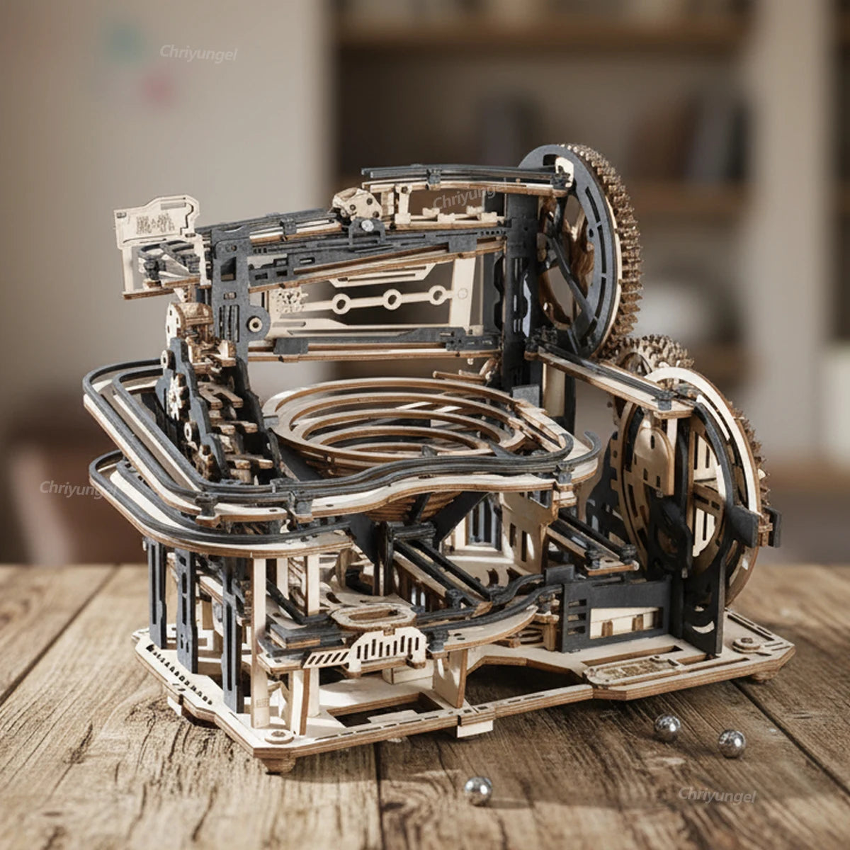 Chriyungel - Juego de Construcción de Madera 3D con Pistas de Canicas, Rompecabezas, Juego de Ingenio con Pistas de Canicas Rodantes, Regalo para Adultos y Adolescentes