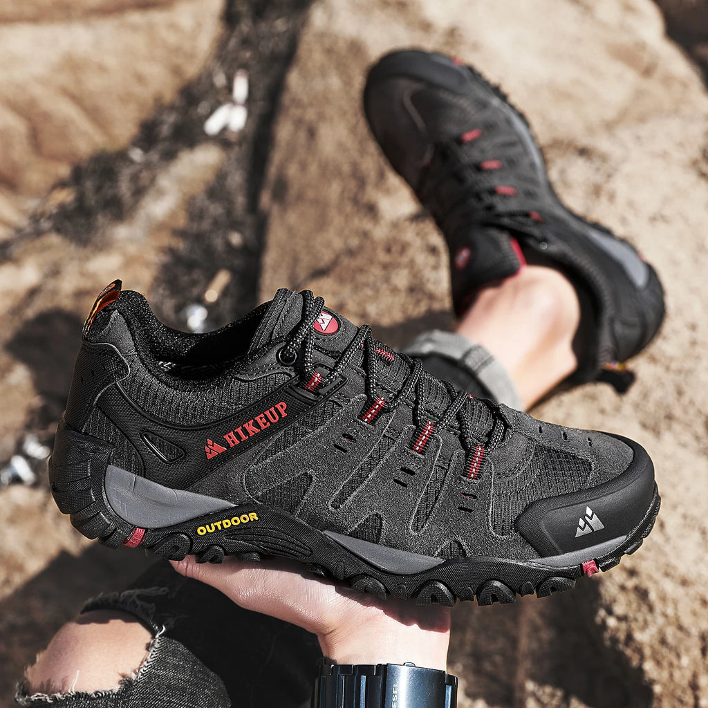 Zapatos de senderismo HIKEUP para hombre, zapatos de exterior de piel de ante, zapatillas tácticas resistentes al desgaste para senderismo, caminar y cazar