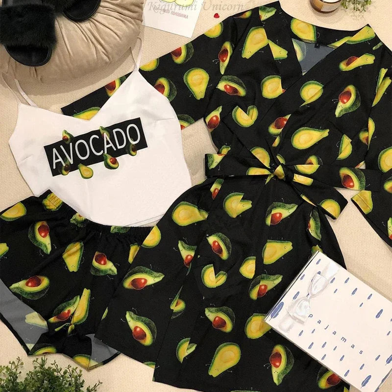 Conjunto de pijamas de seda sintética satinada para mujer, Top con tirantes y pantalones, ropa de dormir con estampado Floral, ropa de dormir de otoño para el hogar, bata de S-XXL