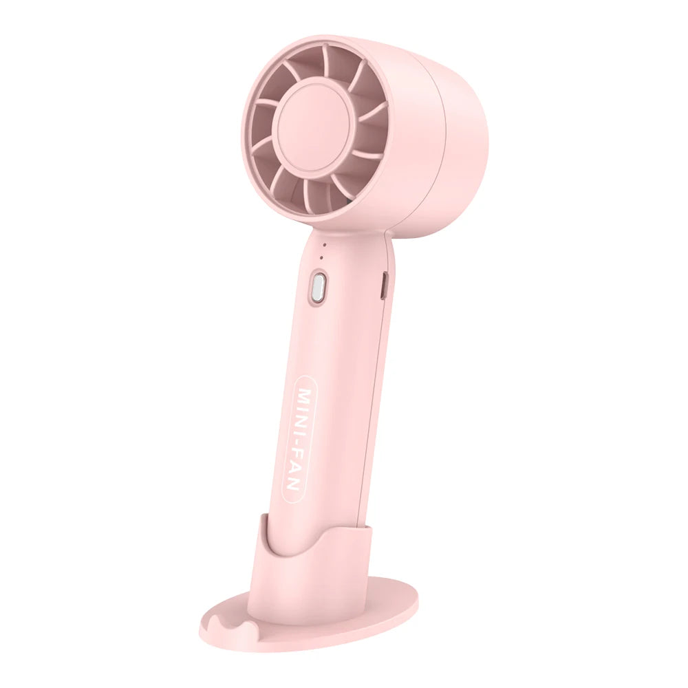 Turbo ventilador pequeño de mano con carga USB, mini soporte de escritorio ligero portátil para exteriores con batería de larga duración