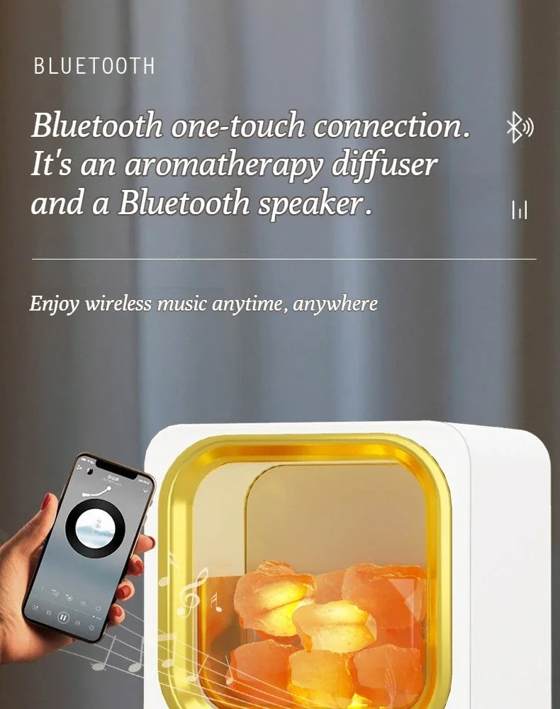 Altavoz Bluetooth Inalámbrico Portátil con Luz LED, Difusor de Aroma y Humidificador 3 en 1 de 160 ml, Luz Nocturna Cálida para Exteriores, Hogar y Auto