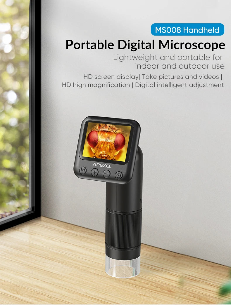 Microscopio Digital APEXEL 400-800X con Pantalla LCD y Luz LED