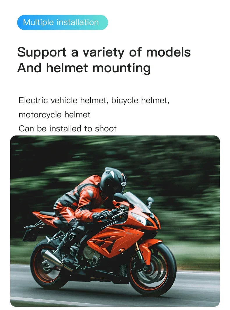 Cámara Deportiva 4K para Casco Moto y Bicicleta