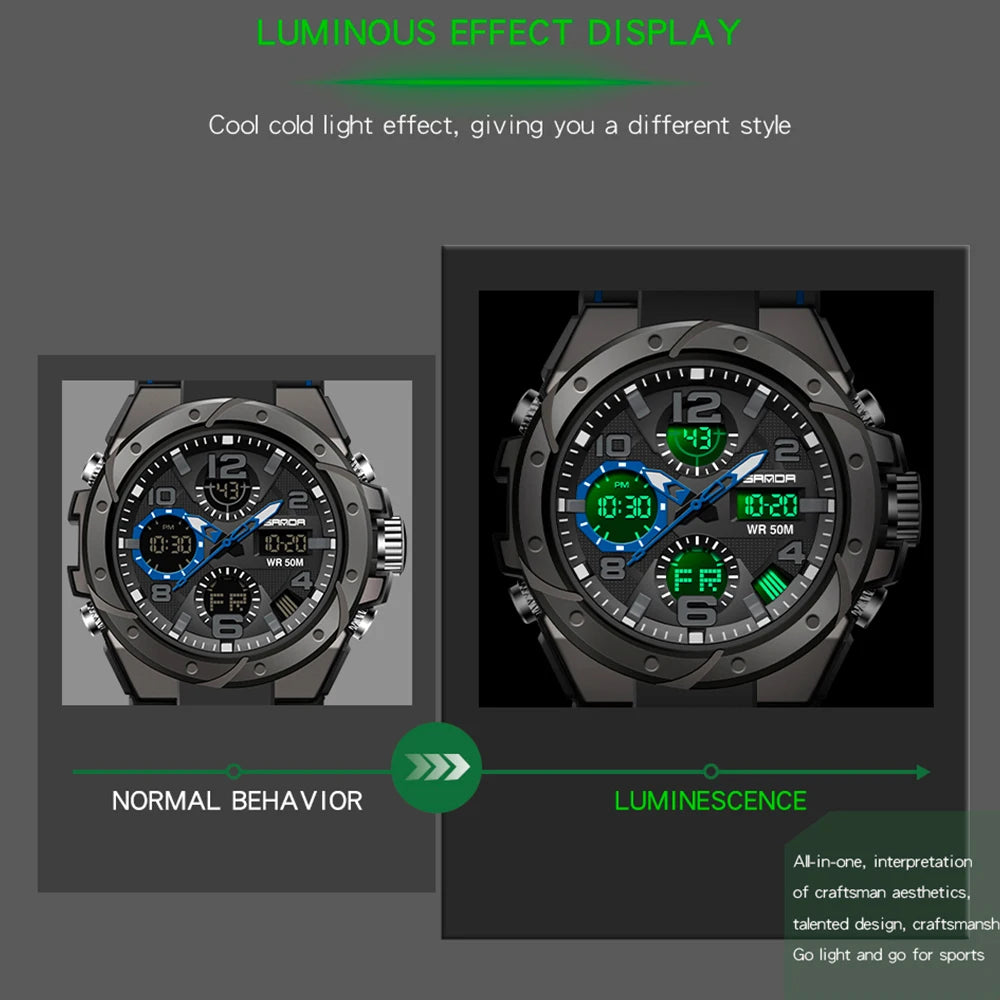 Reloj Militar SANDA Digital LED Doble Pantalla para Hombre