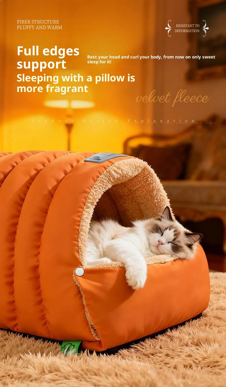 Cama Cueva para Gatos - Suave, Lavable y Antideslizante